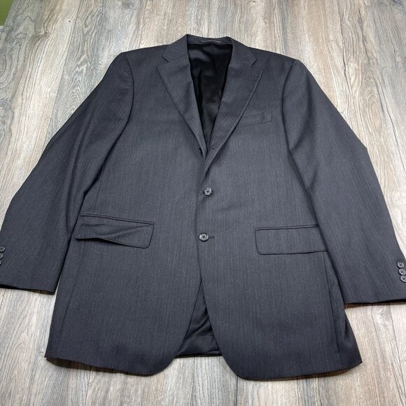 J Press Parker Sport Coat Blazer Jacket Wool Distressed Herringbone Size 42L